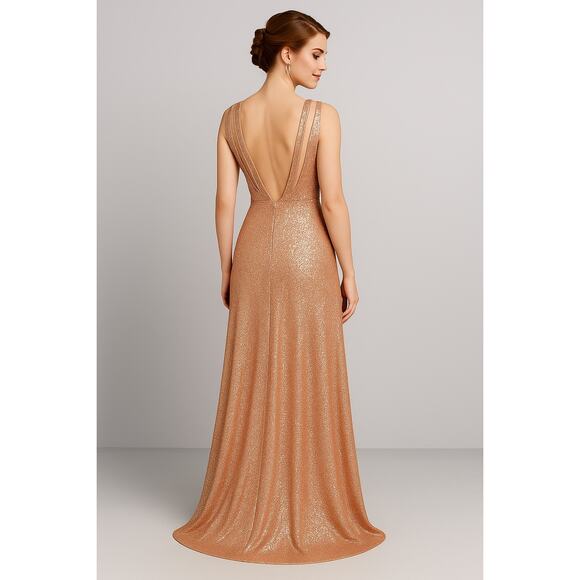 Morilee by Madeline Gardner Rose Gold Sequined Gown - Size 6 - Picture 2 of 16
